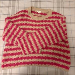 Debut Pink and Cream Striped Sweater